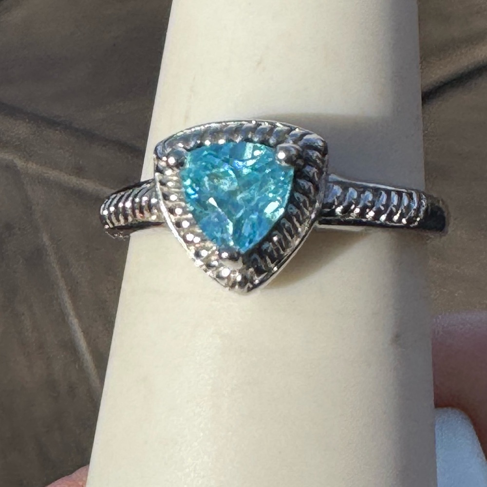 925 Trillion Cut Aquamarine Ring